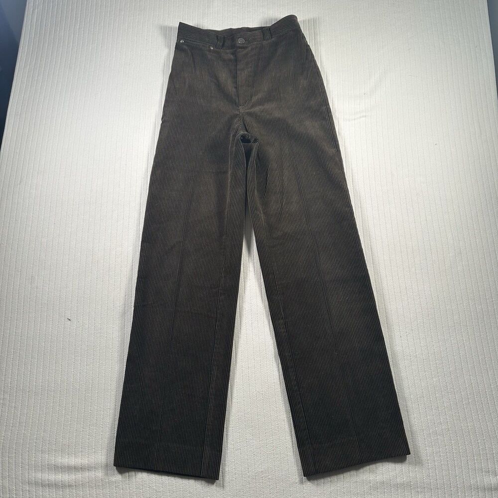 Vintage Anne Klein Women’s Size 6 Brown Corduroy Pinstripe Wide Leg Pants 26x31